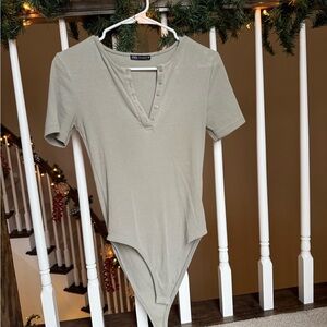 Zara Olive Short Sleeve Bodysuit